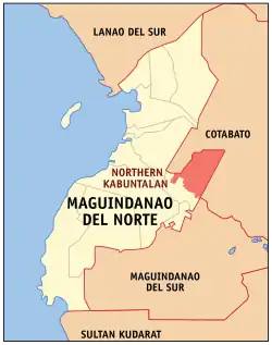 Map of Maguindanao del Norte with Northern Kabuntalan highlighted