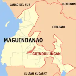 Map of Maguindanao del Sur with Guindulungan highlighted