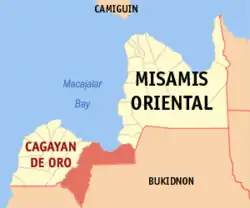 Map of Northern Mindanao with Cagayan de Oro highlighted