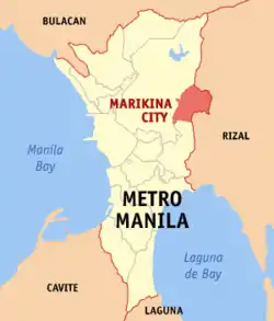 Map of Metro Manila with Marikina highlighted