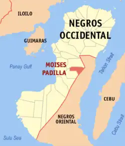 Map of Negros Occidental with Moises Padilla highlighted