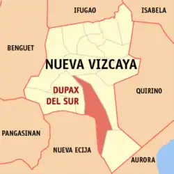 Map of Nueva Vizcaya with Dupax del Sur highlighted