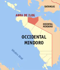 Map of Occidental Mindoro with Abra de Ilog highlighted