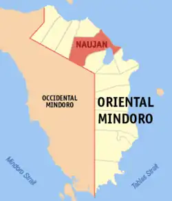 Map of Oriental Mindoro with Naujan highlighted