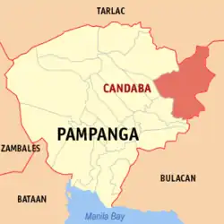 Map of Pampanga with Candaba highlighted