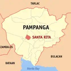 Map of Pampanga with Santa Rita highlighted