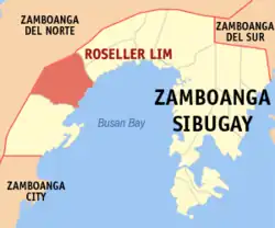 Map of Zamboanga Sibugay with Roseller Lim highlighted