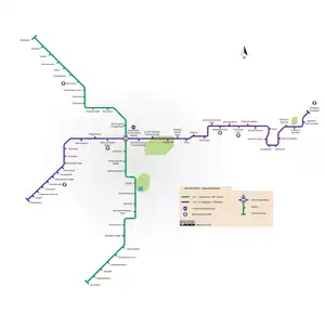 Operational Line map of Namma Metro as of October 2023