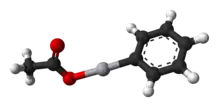 Ball and stick model of the phenylmercury acetate molecule