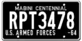 US Forces Mabini 1964 license plate