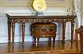 Pier table, origin unknown, with cellaret by Thomas Chippendale, c. 1771, rosewood and ormolu – State Dining Room – Harewood House