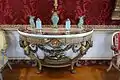 Pier table (one of a pair) c. 1779, giltwood with marble and scagliola top – Gallery – Harewood House