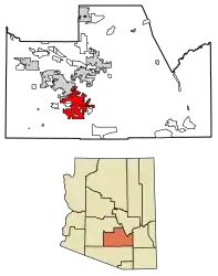 Location of Eloy in Pinal County, Arizona