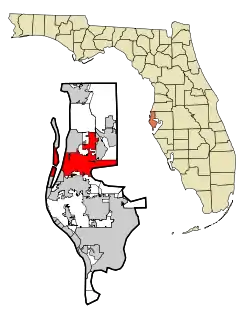 Location in Pinellas County and the state of Florida