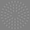 Pinna's illusory intertwining effect and Pinna illusion (scholarpedia).(The picture shows squares spiralling in, although they are arranged in concentric circles.)