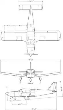 3-view line drawing of the Piper PA-32-260 Cherokee Six