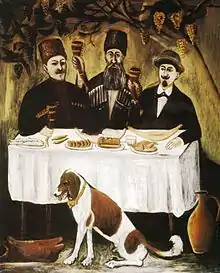 A Feast of Three Noblemen, a painting by Pirosmani, 1905.