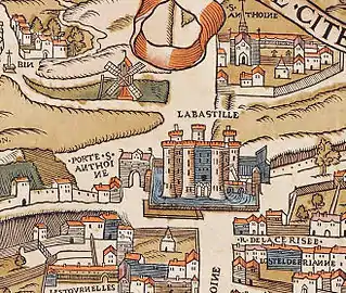 La Bastille and the Saint Antoine Abbey, around 1550