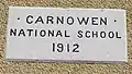 Plaque at Carnowen National School, near Raphoe in the east of County Donegal in Ulster.