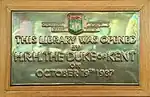 Plaque Opening of 1937 Library at Swansea University