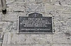 Plaque on the side of the Church