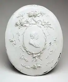 Plaque with Portrait Bust of Benjamin Franklin, biscuit porcelain, c. 1775