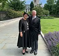 Kiro and consort Richard Davies outside St Paul's Cathedral in London, June 2022