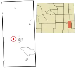 Location in Platte County and the state of Wyoming.