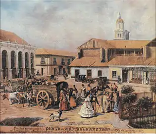 [Colonial] Square in Downtown Santiago, in 1850, by the French-born Ernest Charton.