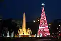 An illuminated Christmas tree in Madrid.