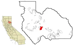 Location in Plumas County and the state of California