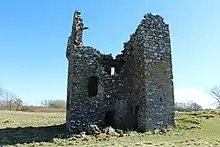 Plunton Castle, with a gabled cap-house at the top of the stair wing (shown on the right)