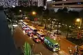 Several police cars parked outside Sha Tin New Town Hall.