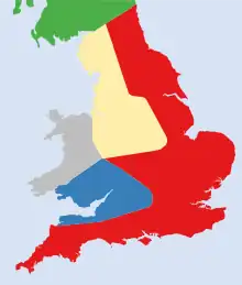 A colour-coded map showing the political factions in 1153