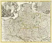 1733 map of the Kingdom of Poland and the Grand Duchy of Lithuania at the time of Augustus II the Strong with Lithuania proper