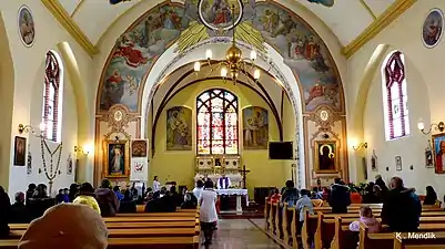 Interiors during a service