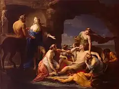 Thetis takes Achilles from the Centaur Chiron by Pompeo Batoni (1770)