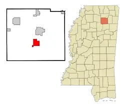 Location of Algoma, Mississippi