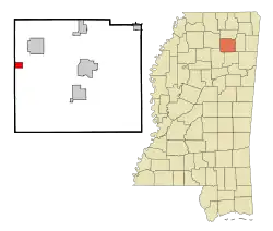 Location of Toccopola, Mississippi