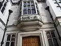 View of portico with good example of Nathaniel Hitch carving in stone-work.