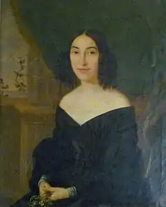 Hortense Poelaert (1815–1900), wife of Eugène van Dievoet I (1804–1858), sister of the architect Joseph Poelaert (portrait by Ignace Brice, 1840).