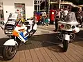 Hampshire and Isle of Wight Constabulary motorcycles on display at Gunwharf Quays in Portsmouth, England