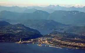 Aerial photograph of Powell River