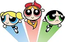 Three cartoon girls