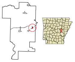 Location of Fredonia (Biscoe) in Prairie County, Arkansas.