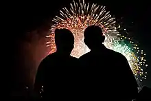 Barack and Michelle Obama watching fireworks