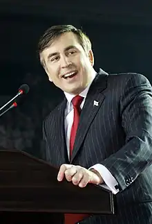 President of Georgia Mikheil Saakashvili in Tbilisi, March 22, 2008.jpg