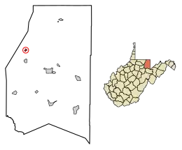 Location of Masontown in Preston County, West Virginia.