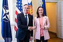 Secretary Blinken with Finnish Prime Minister Sanna Marin in Helsinki, Finland, June 2023