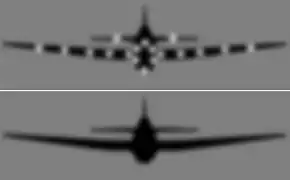 Diagram of Yehudi Lights showing how they raise a plane's brightness to match the sky